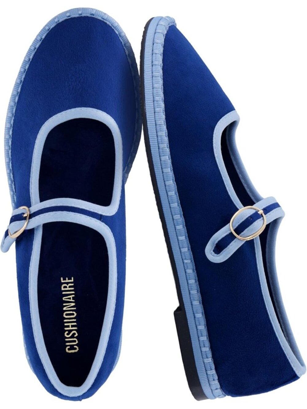 Women's Blue Breathable Lightweight Adjustable Buckle Mary Jane Ballet Flat